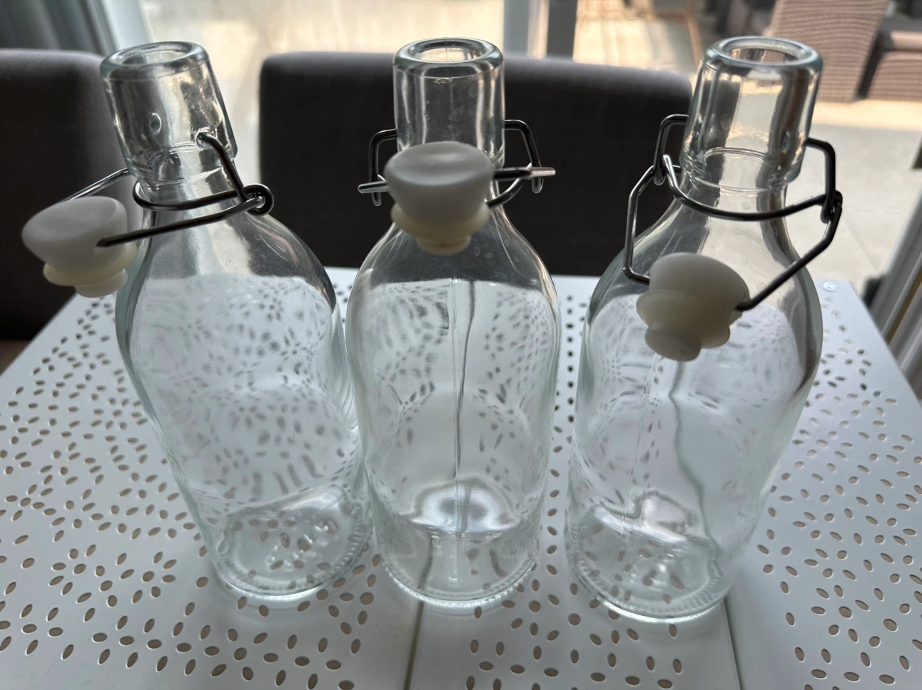 Set of 3 Glass Bottles with Swing Tops - 17 oz each