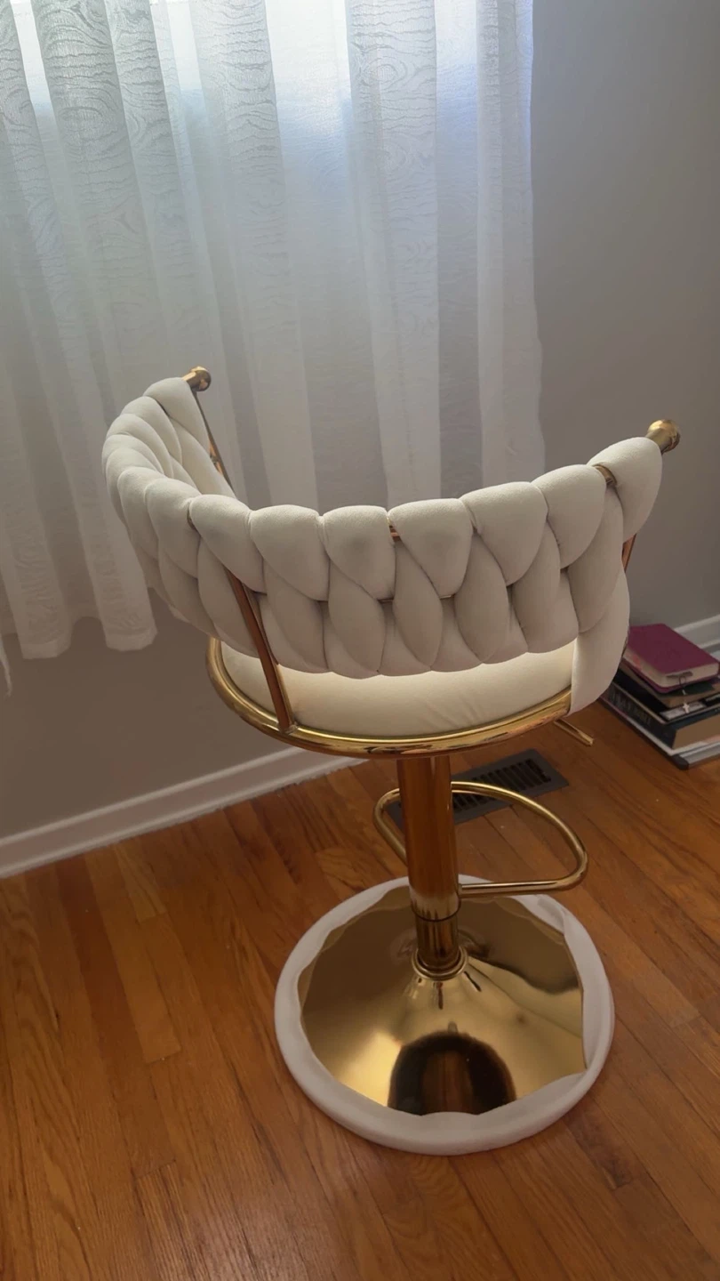 White Bar Stool with Gold Accents