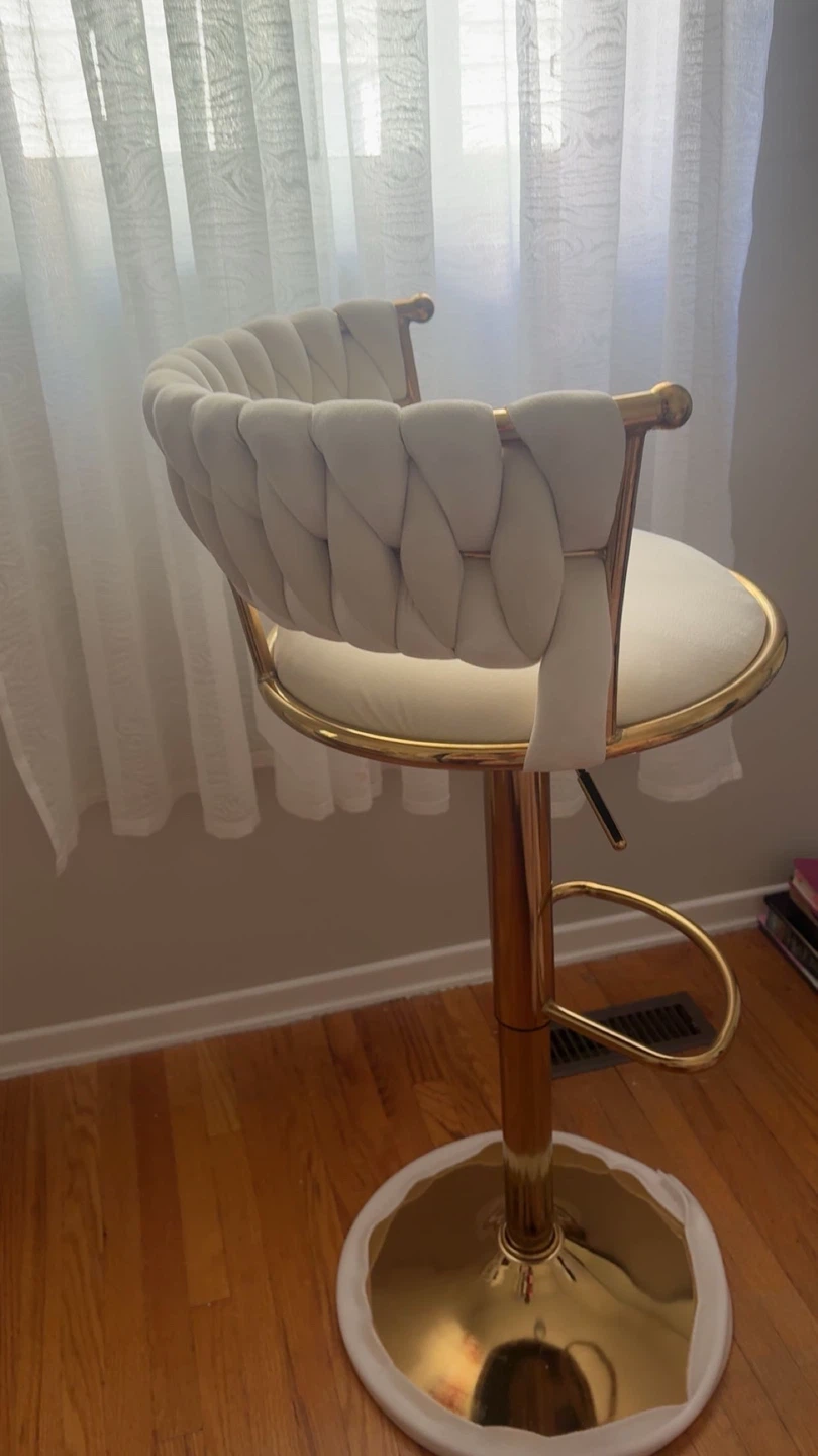 White Bar Stool with Gold Accents - photo 2