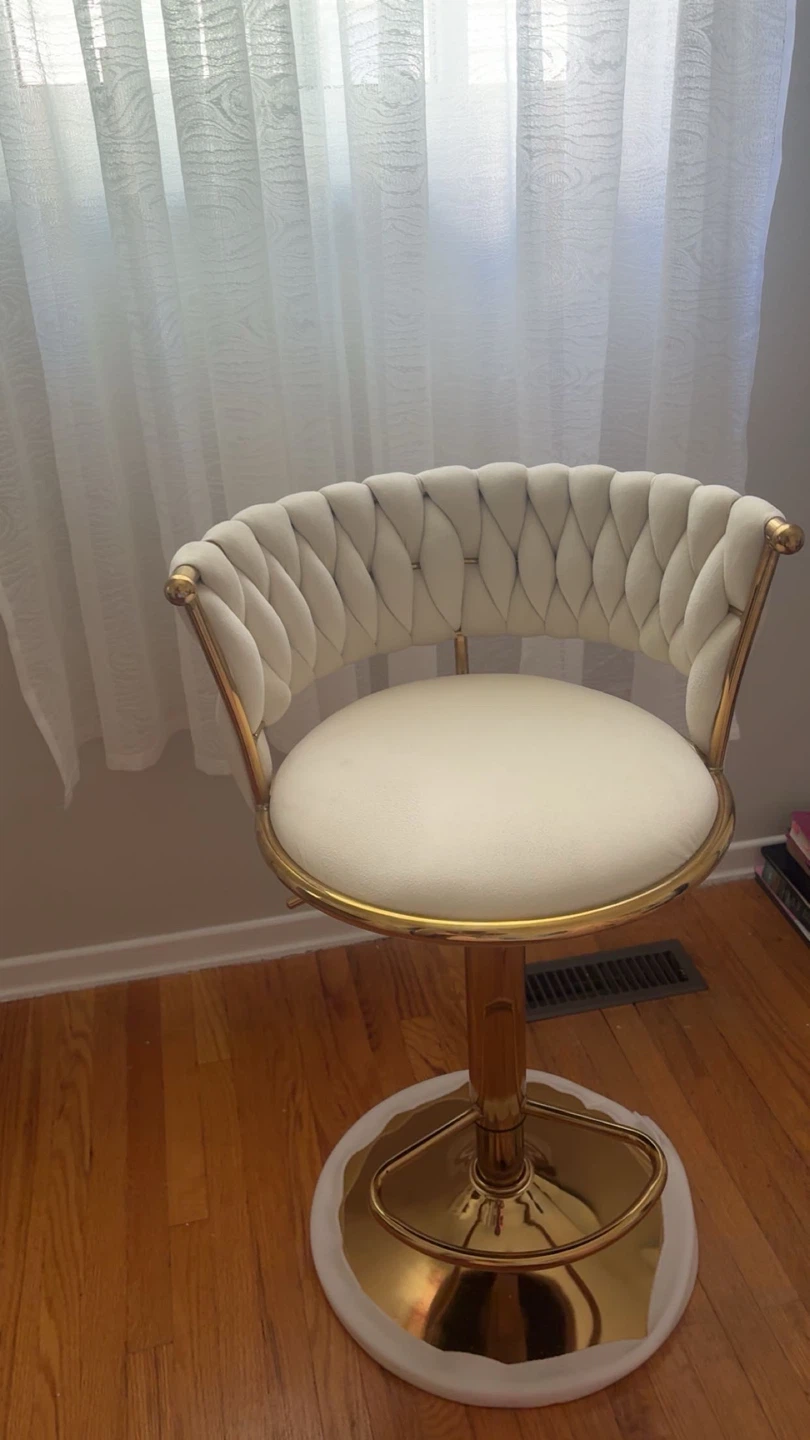 White Bar Stool with Gold Accents - photo 5