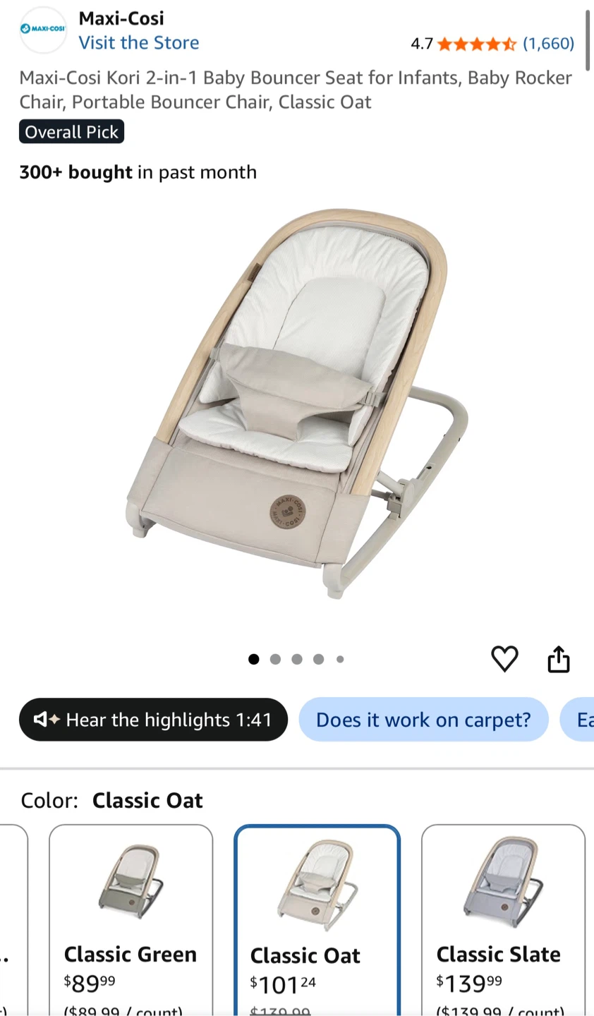Baby Bundle: clothes chair swing bassinet and carrier