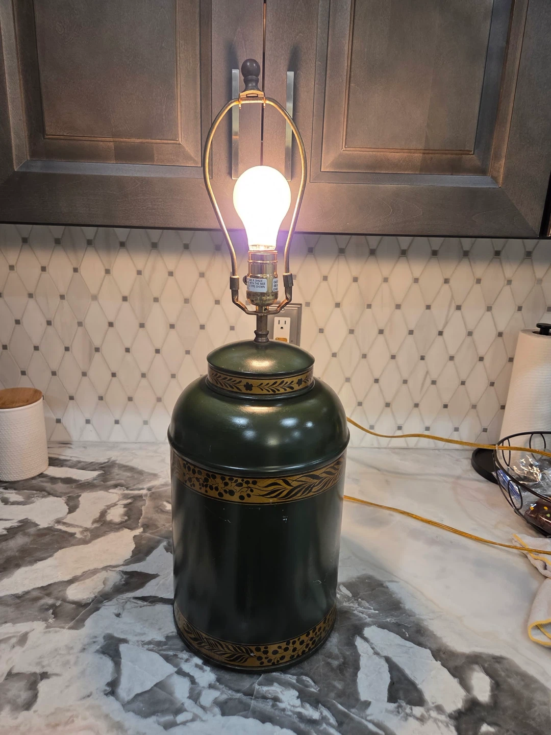Vaughan Vintage Green Table Lamp with Decorative Band