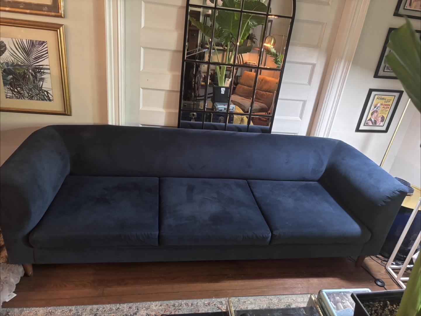 EQ3 Navy Blue Velvet Sofa - photo 3