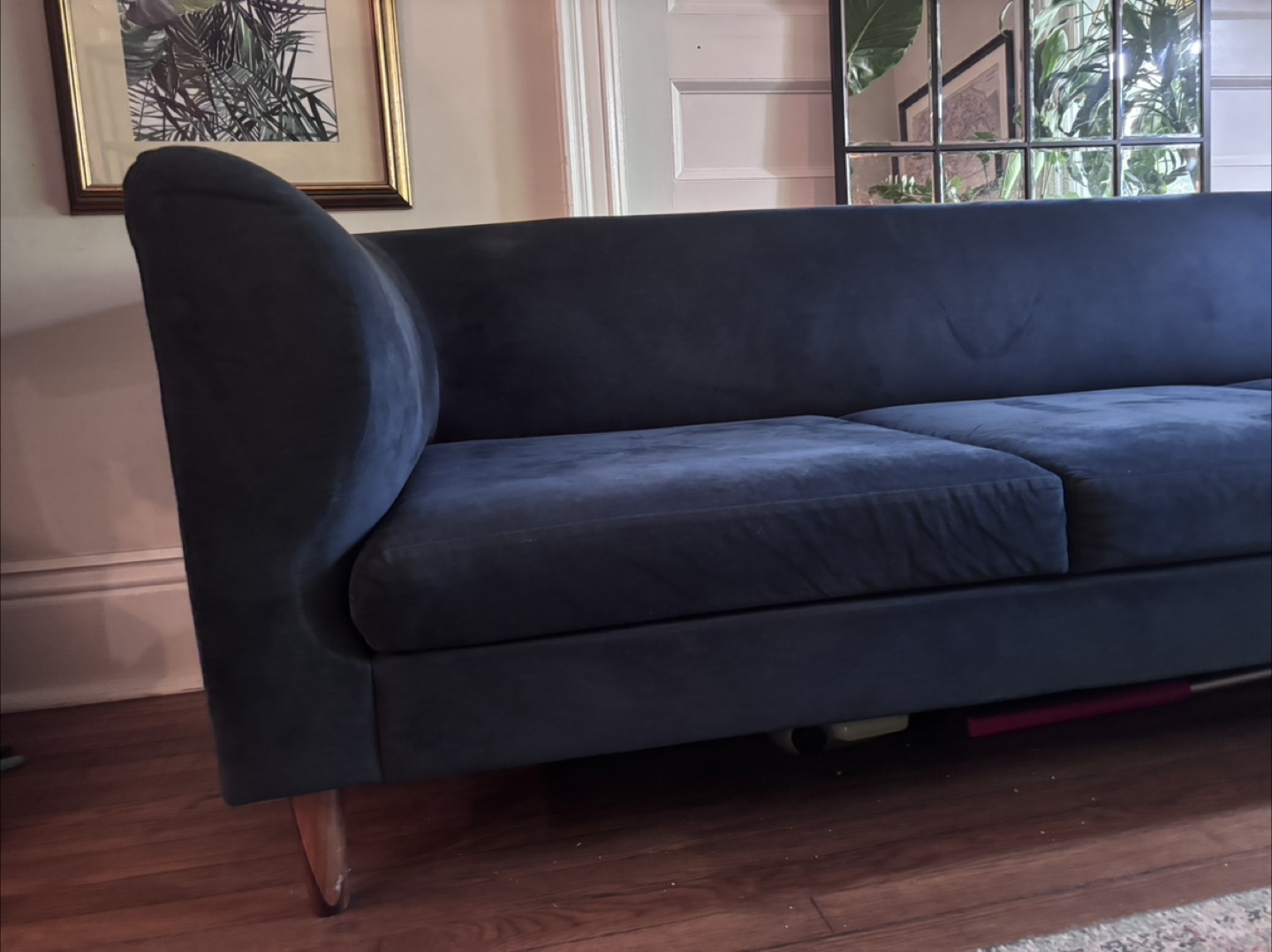 EQ3 Navy Blue Velvet Sofa - photo 4