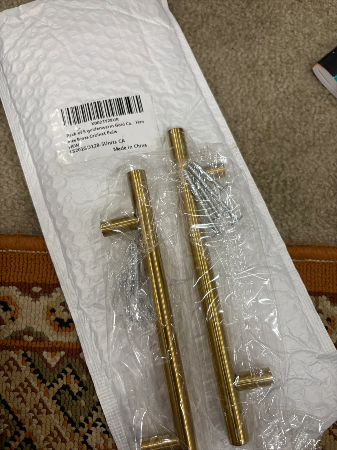 2 Gold Warm Brass Cabinet Pulls / Resin Tray Handle - photo 2