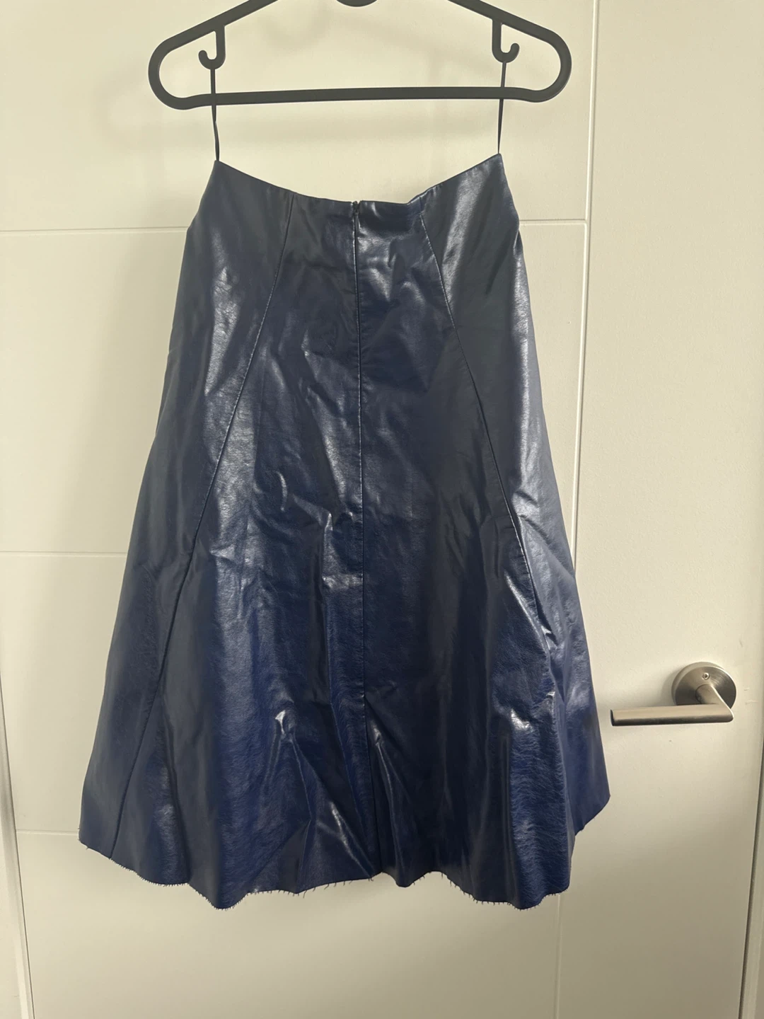 Designer Brand Wubian Blue Faux Leather A-Line Skirt - photo 3