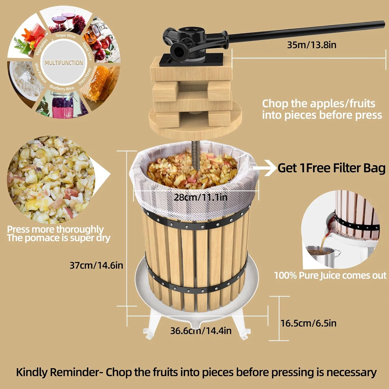 Fruit Press for Juice or Wine - photo 5