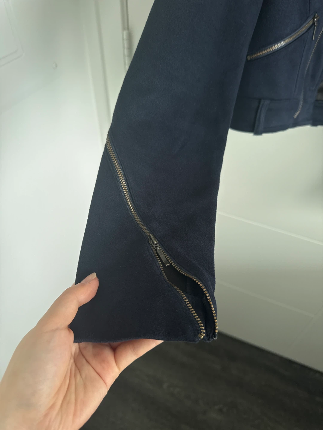 SHEIKE Navy Blue Suede Moto Jacket - photo 2