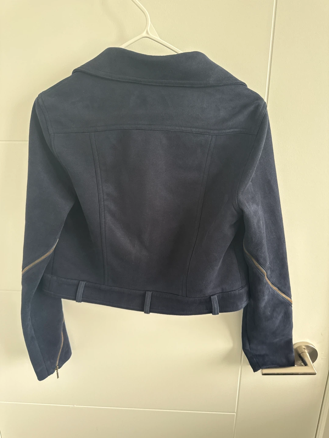 SHEIKE Navy Blue Suede Moto Jacket - photo 4