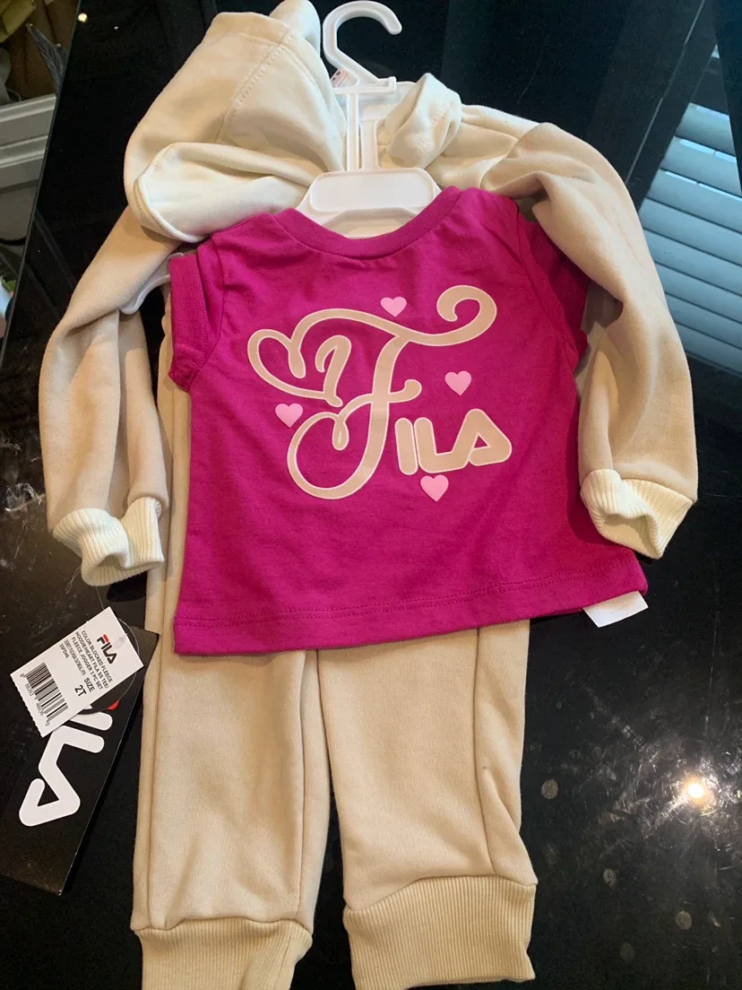 Fila Toddler Girls' 2-Piece Outfit Beige/Pink Size 2T - photo 3