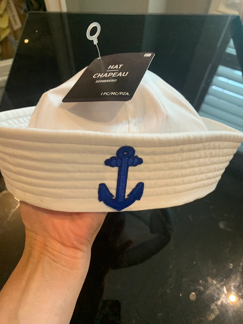 White Sailor Hat with Anchor Emblem - photo 2