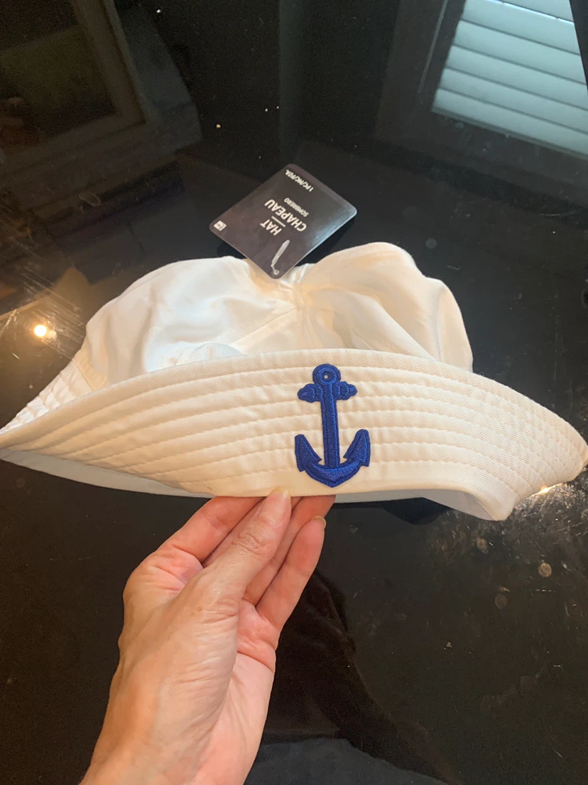 White Sailor Hat with Anchor Emblem - photo 3