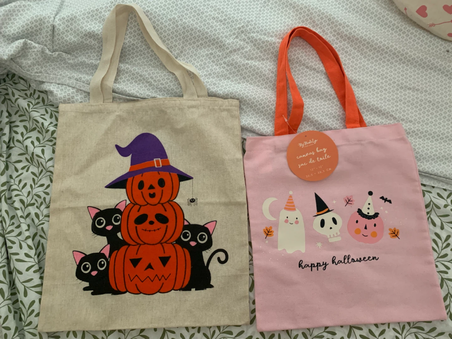 Adorable New Halloween Canvas Tote Bags (2-Pack)