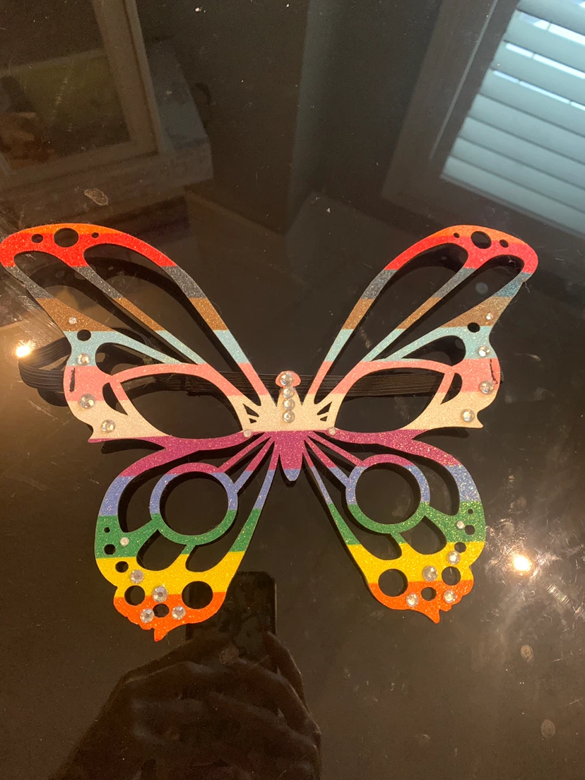 Butterfly Mask with Glitter and Rhinestones