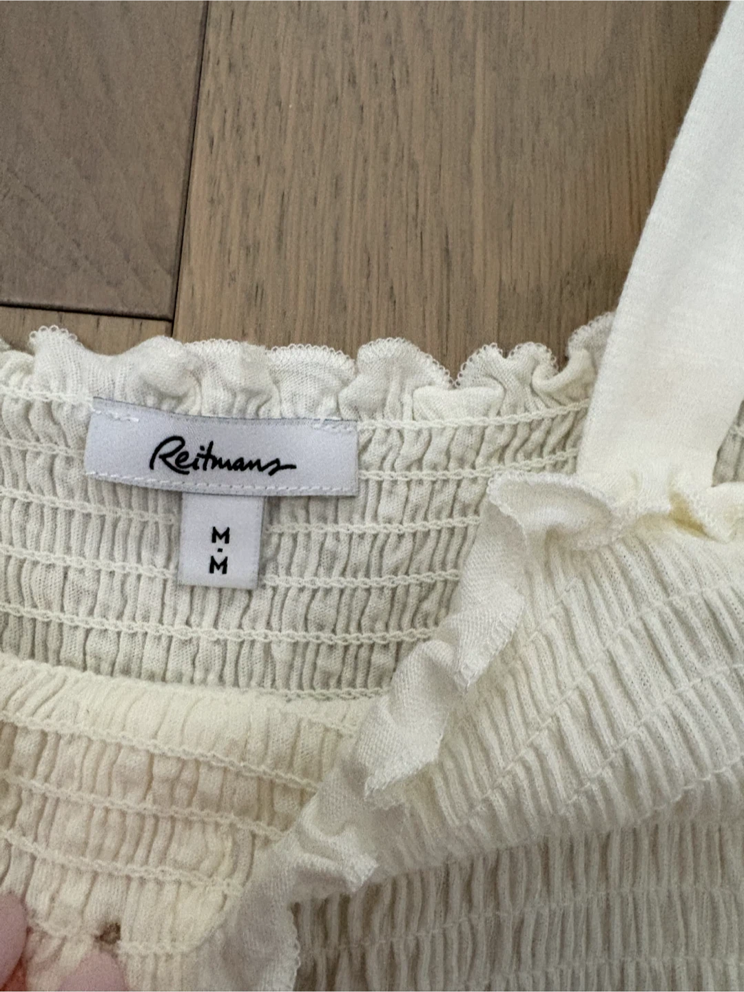 Reitmans Cream Smocked Button Tank Top Size M - photo 2