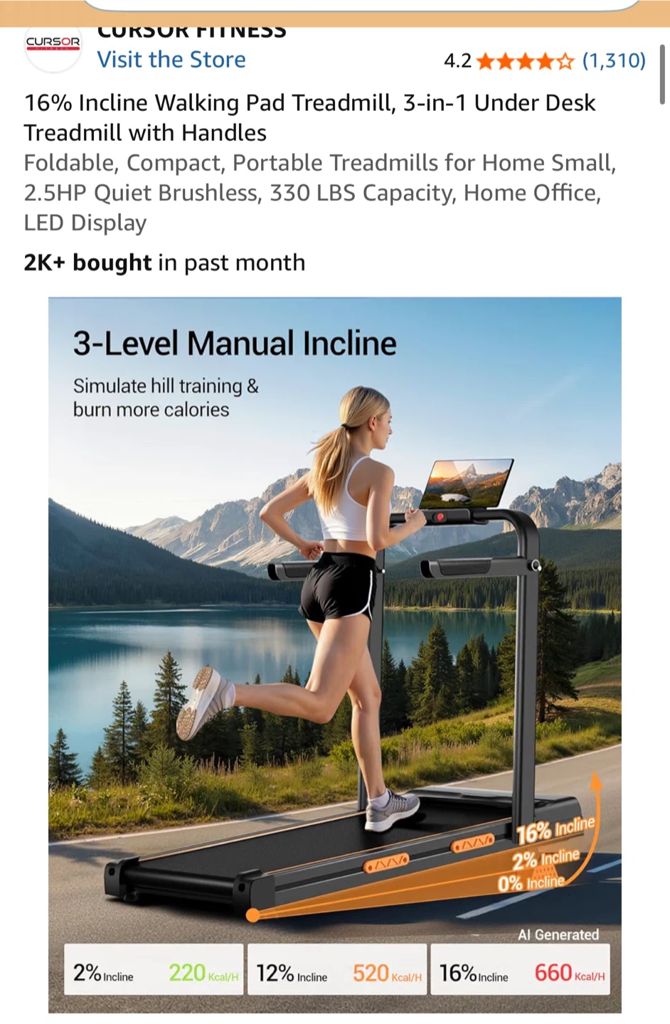 16% Incline Walking Pad Treadmill - photo 5