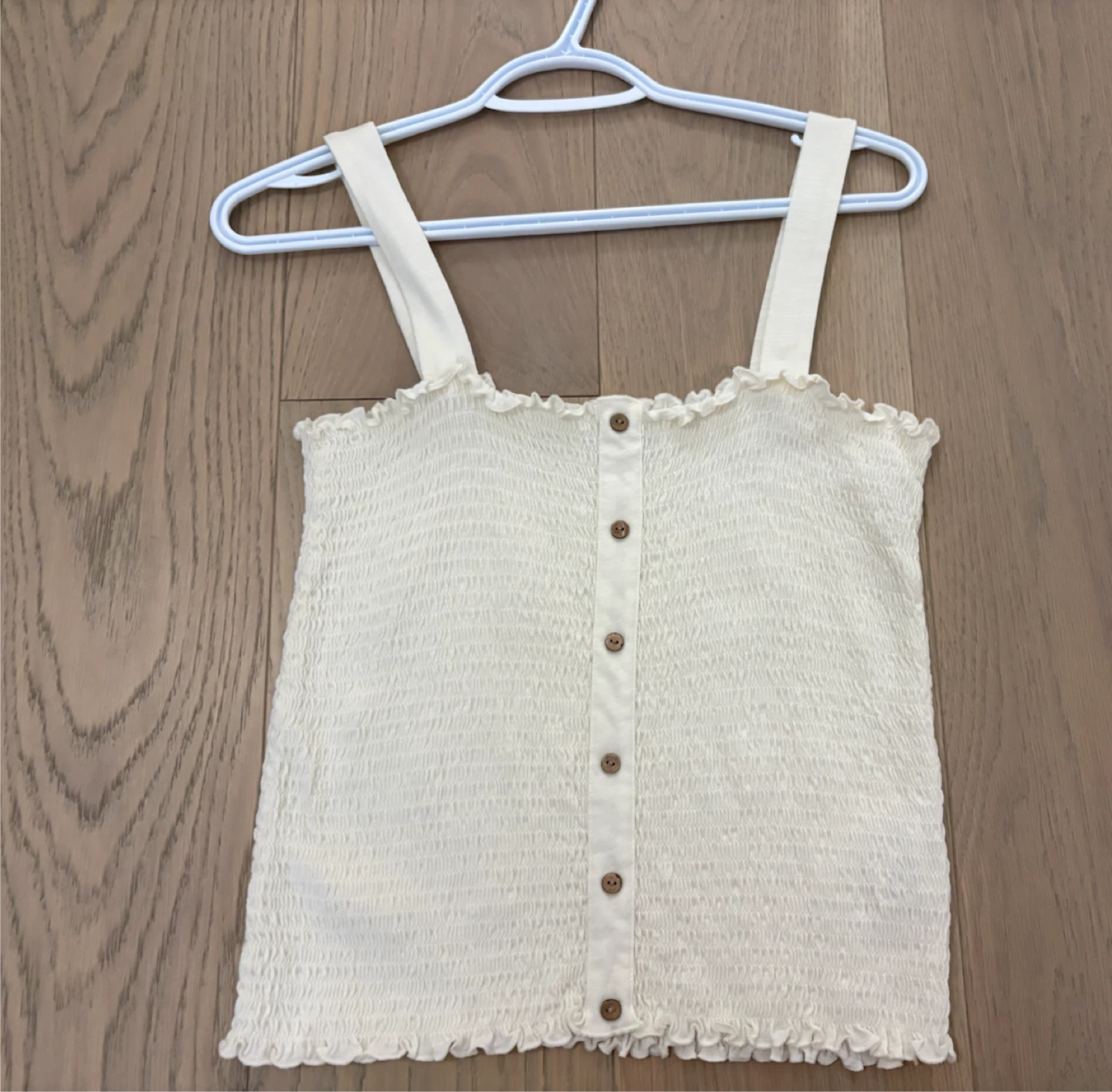 Reitmans Cream Smocked Button Tank Top Size M