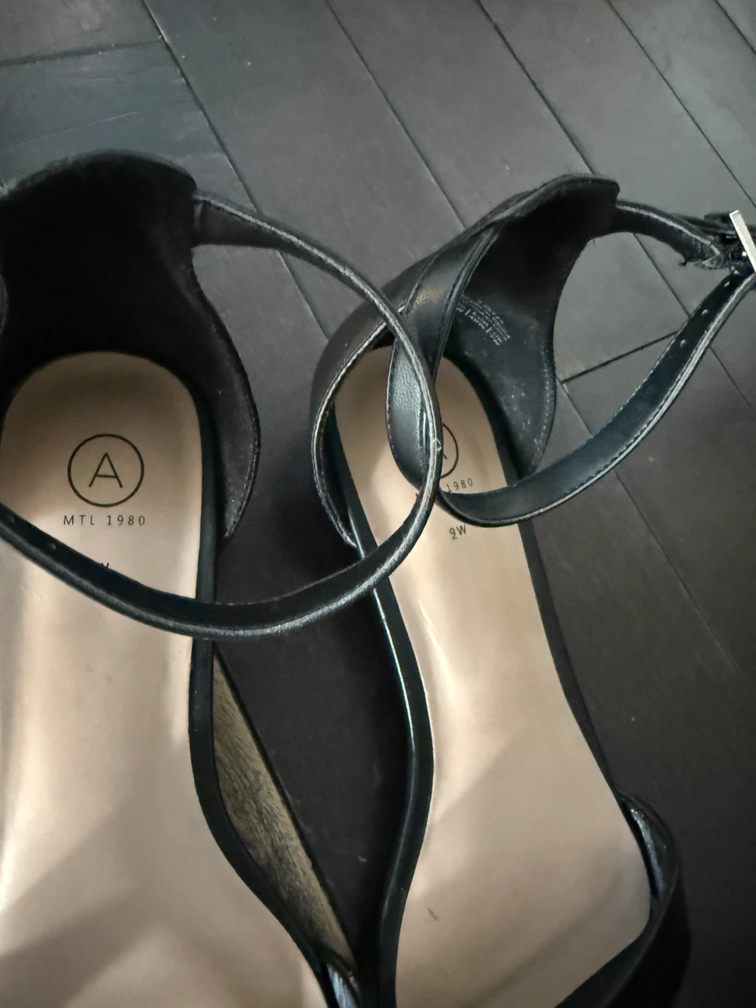 New Black Ankle Strap Sandals-9M