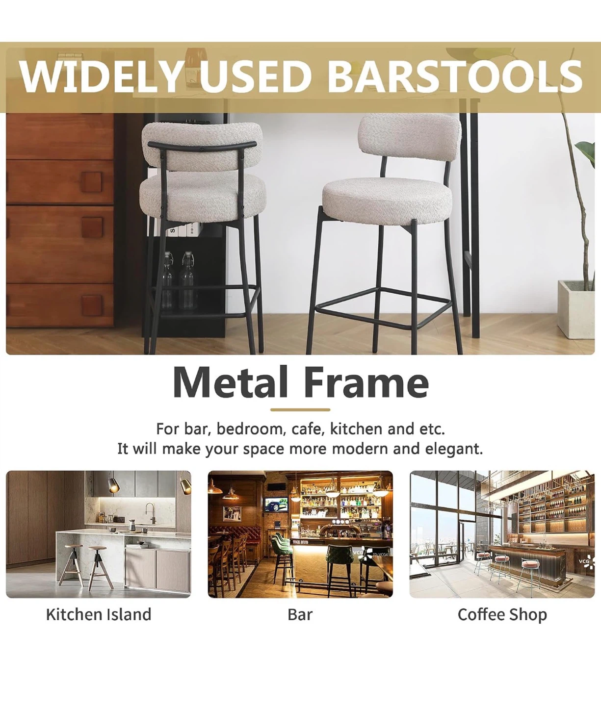 DYHOME Modern Grey Bar Stools Set of 2 - photo 2