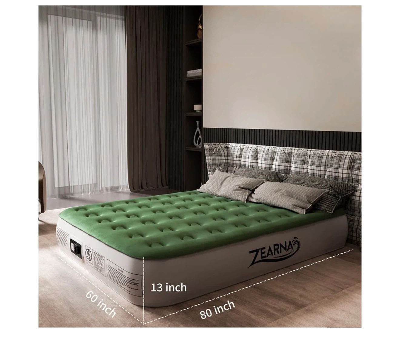 ZEARNA Inflatable Air Mattress Queen 80" x 60" x 13" with Pump - photo 3