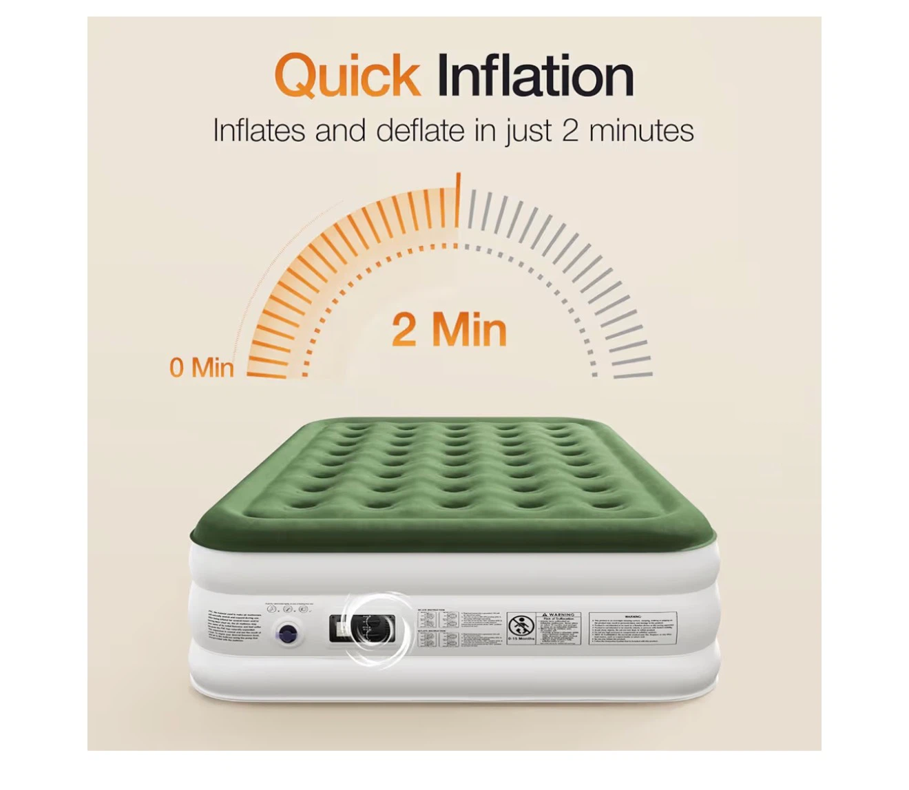 ZEARNA Inflatable Air Mattress Queen 80" x 60" x 13" with Pump - photo 4