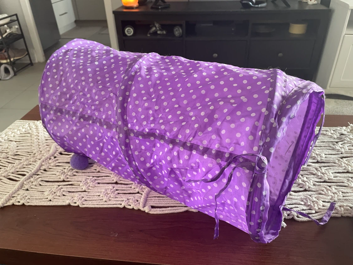 Purple Polka Dot Pet Tunnel with Toys - photo 2