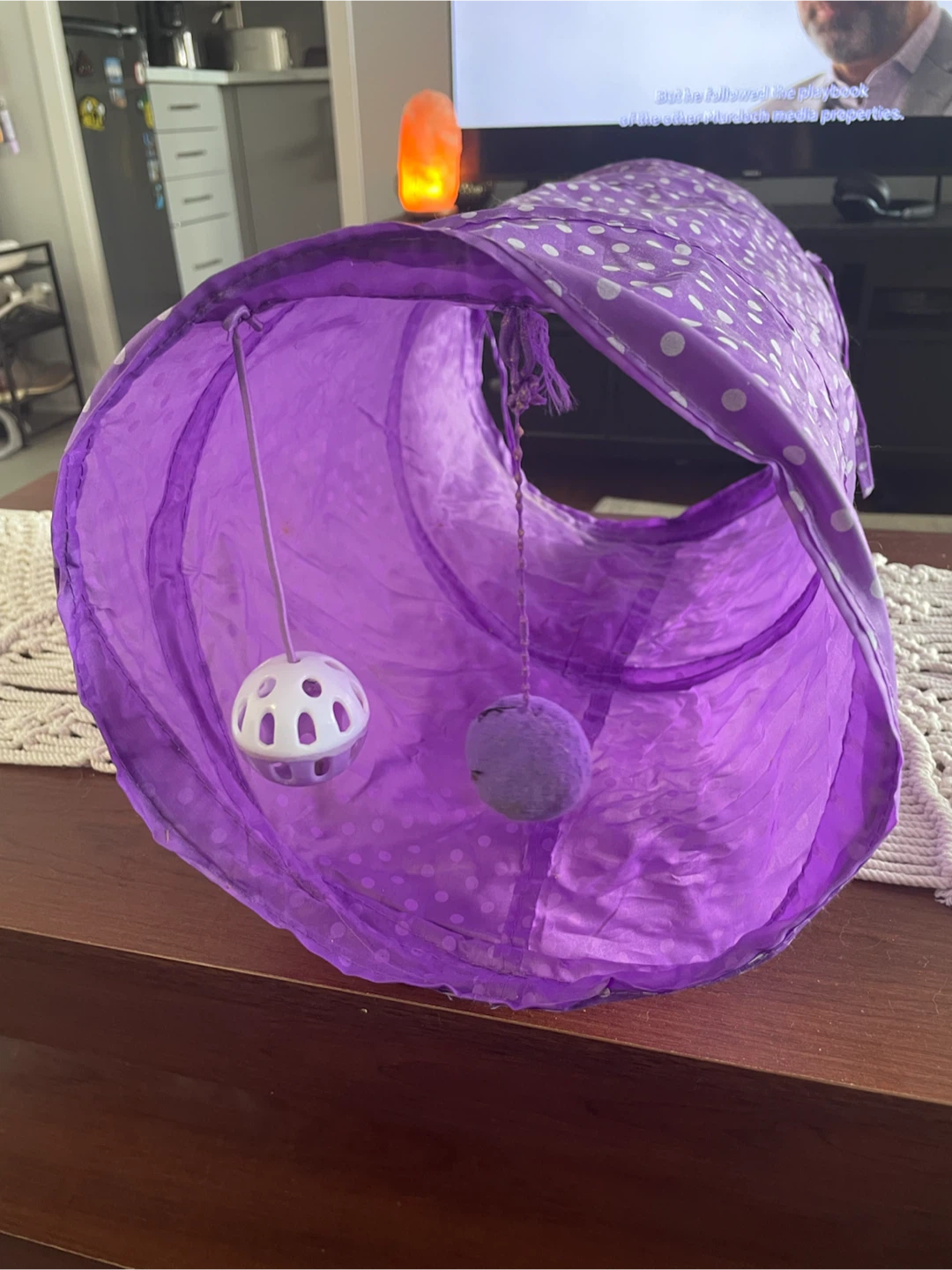 Purple Polka Dot Pet Tunnel with Toys - photo 3