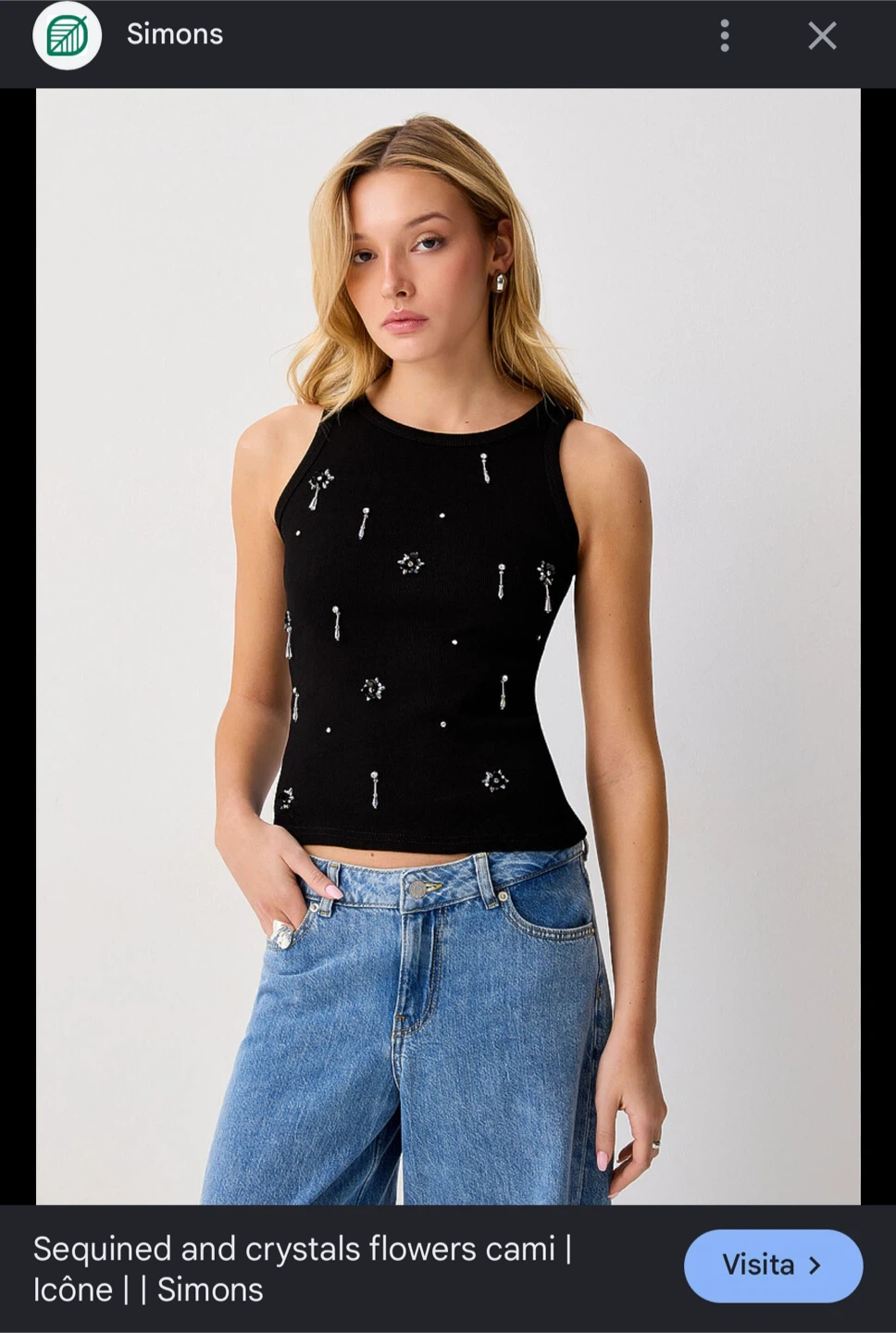 Lizette Collection Black Embellished Tank Top