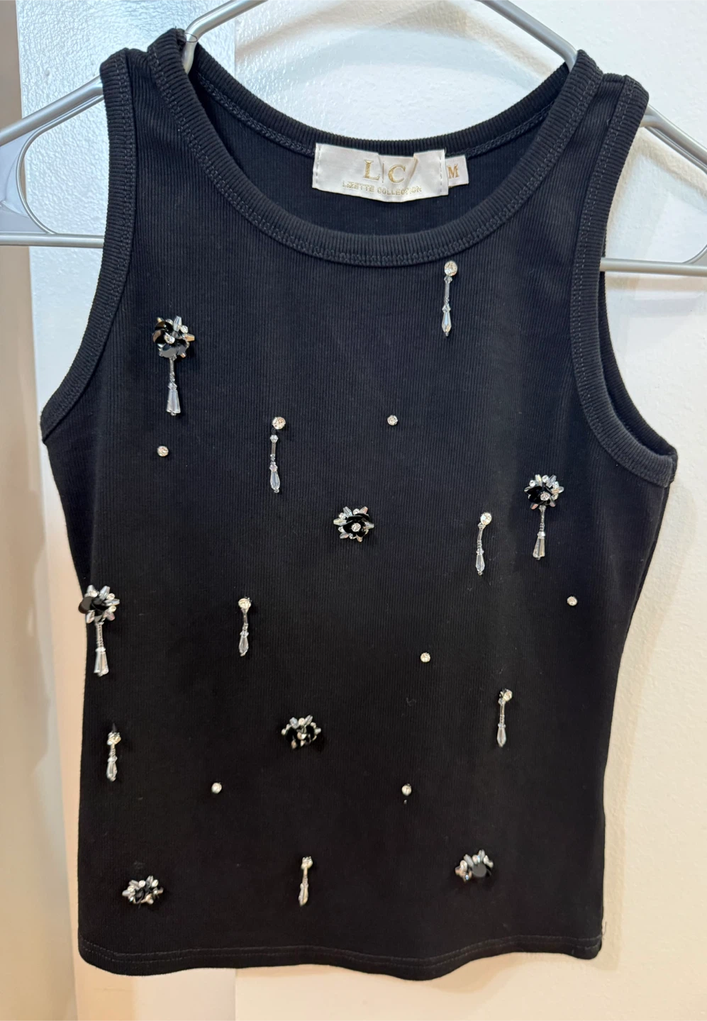 Lizette Collection Black Embellished Tank Top - photo 2