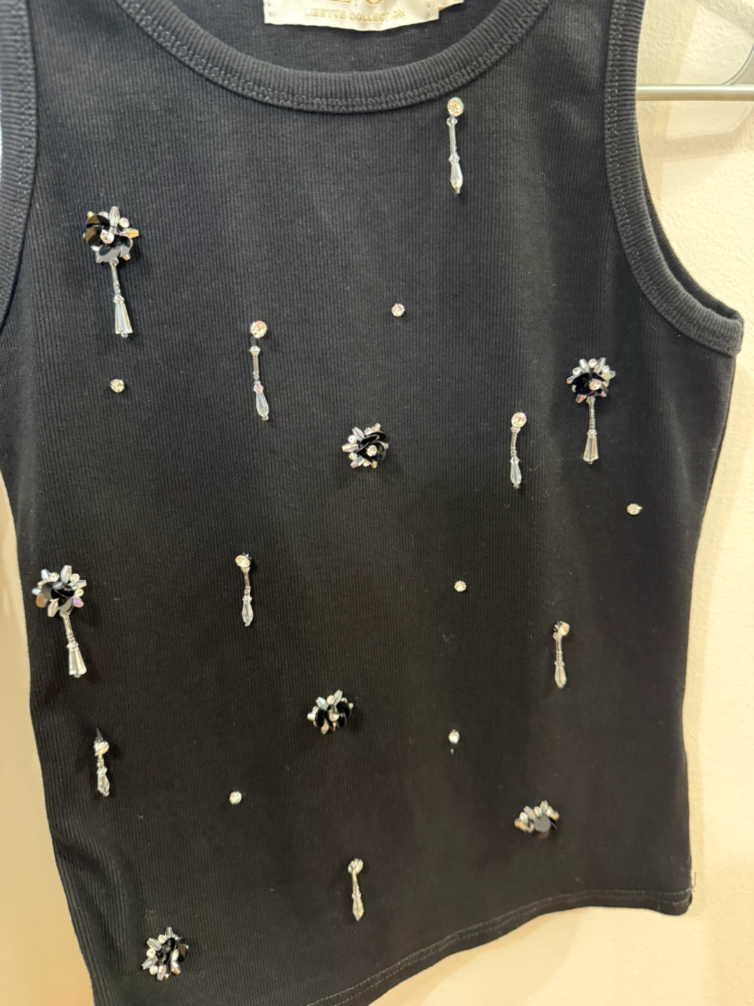 Lizette Collection Black Embellished Tank Top - photo 4
