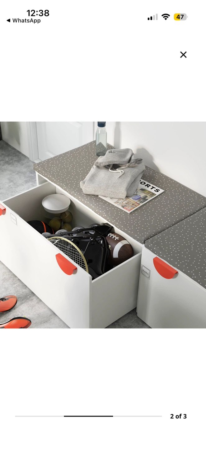 SMÅSTAD Box and bench White 90x49x48 cm