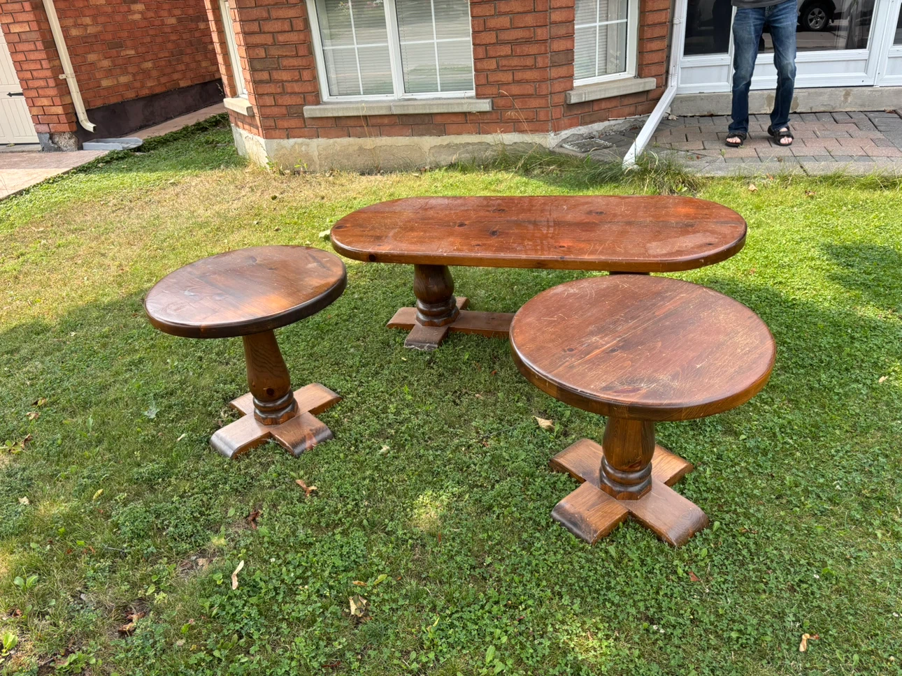 Wooden coffee Table and Side Tables Set and mirror - photo 2