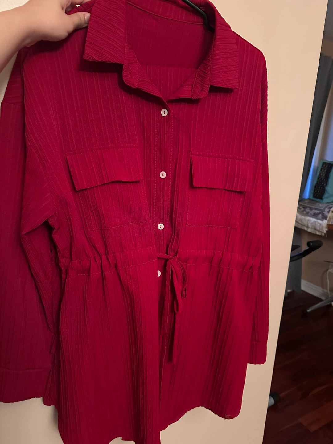 Red Textured Shirt with pants