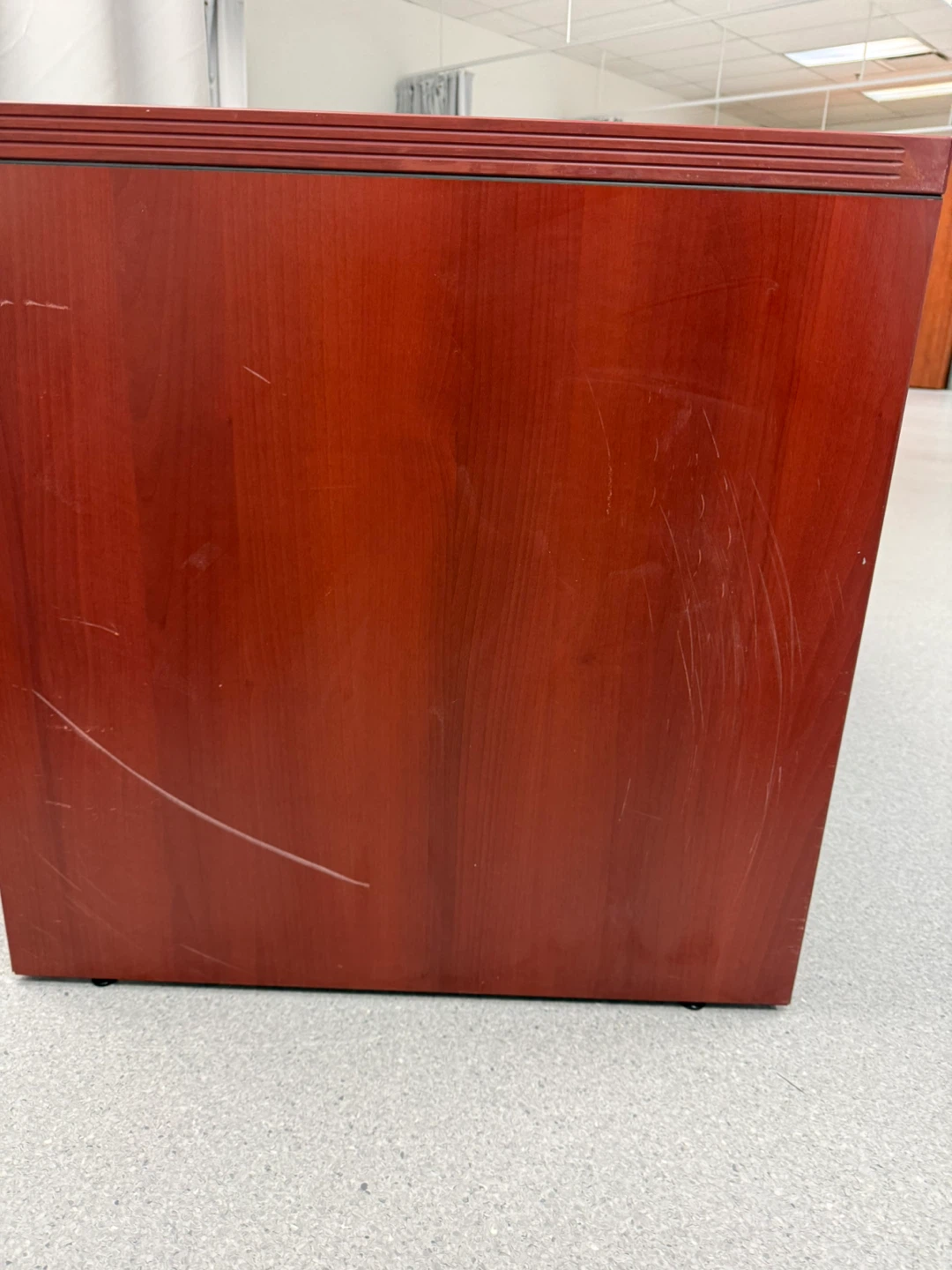 Cherry Wood Finish Desk with Drawers - photo 3