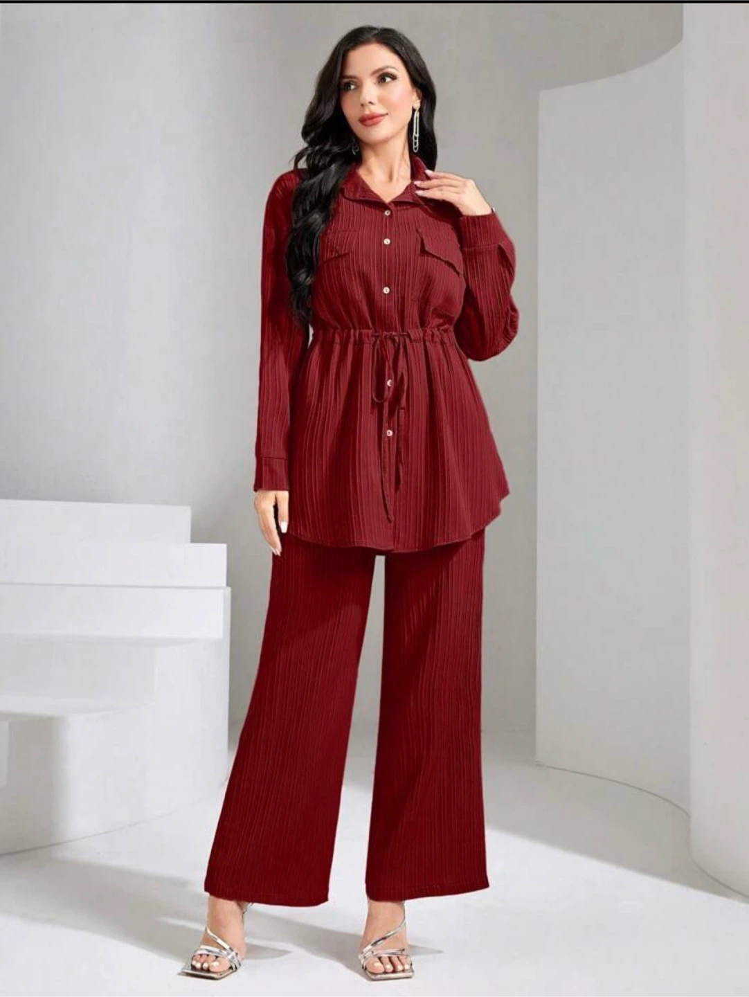 Red Textured Shirt with pants - photo 3