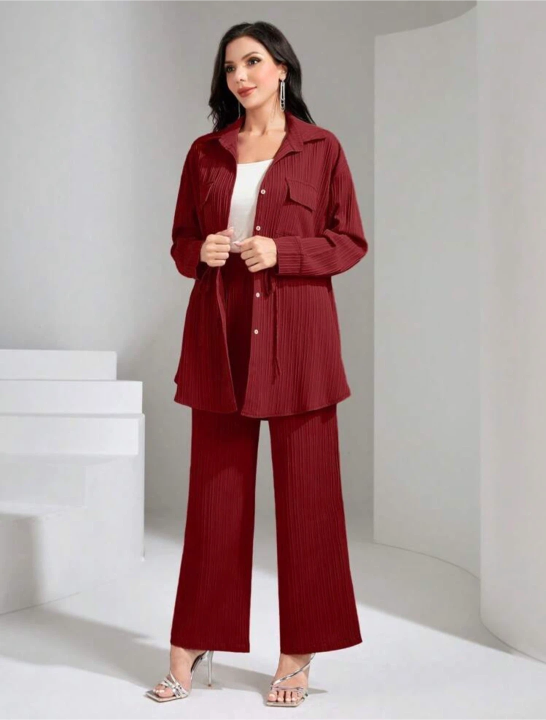 Red Textured Shirt with pants - photo 5