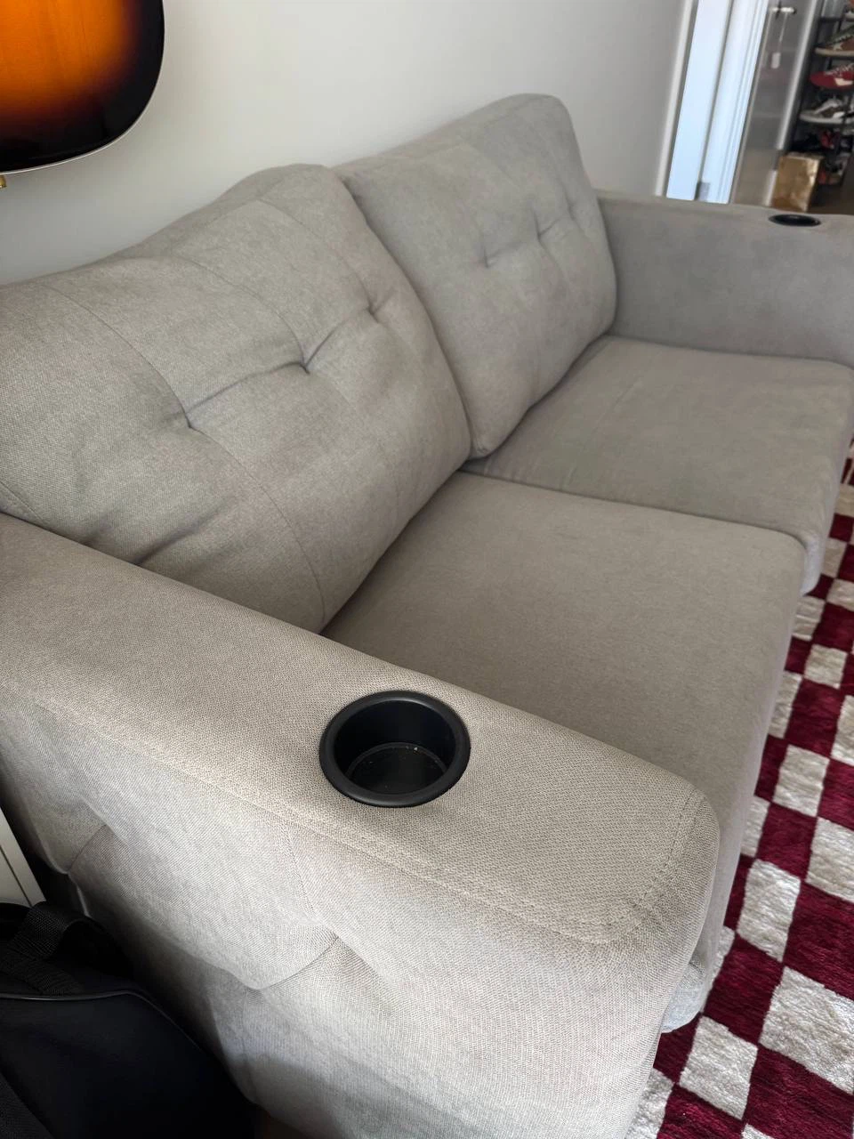 Grey Pull Out Sofa Bed with Cup Holders - photo 3