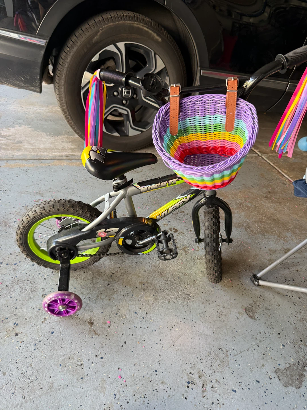 Kids Bike with Rainbow Basket