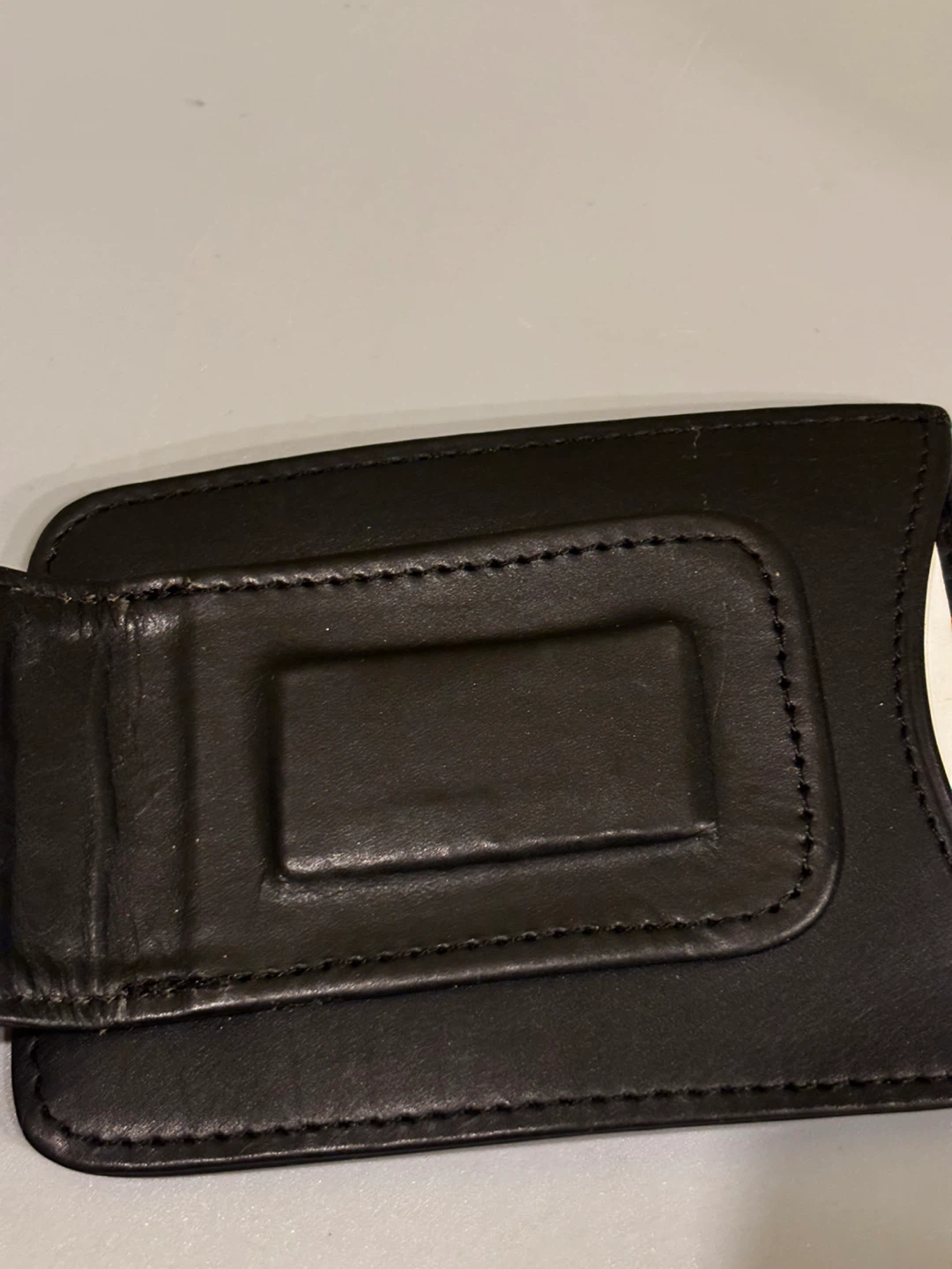 Black Leather Money Clip ID Holder - photo 4