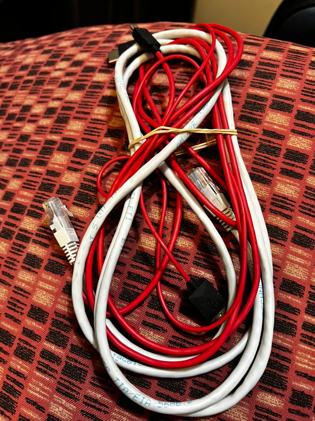 Red and White Network Cables Bundle