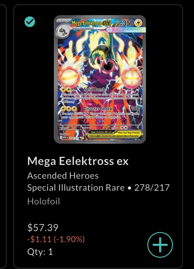 Pokemon TCG Mega Eelektross SIR EX Card - photo 3