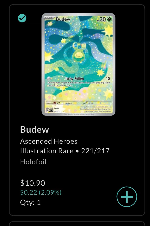 Pokémon Budew Illustration Rare 221/217 Card - photo 3