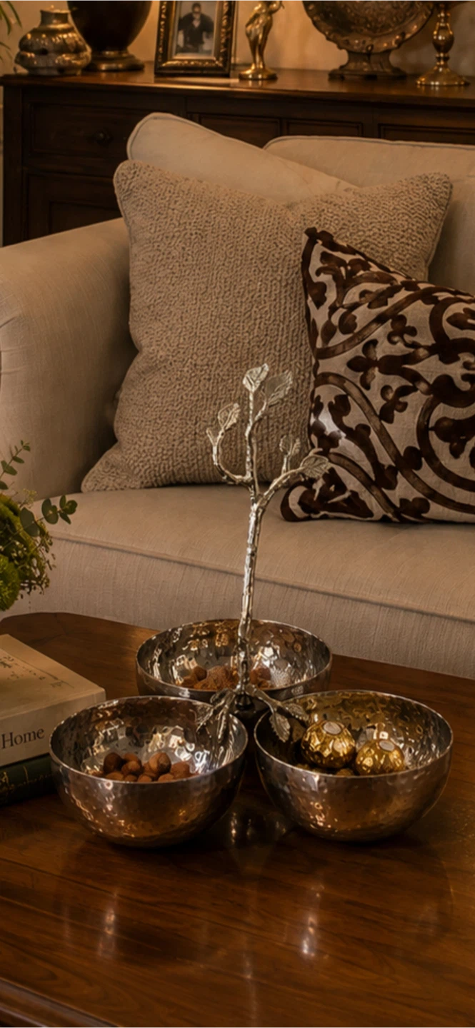 Silver Tone Multi-Bowl Server with Tree Design - photo 2