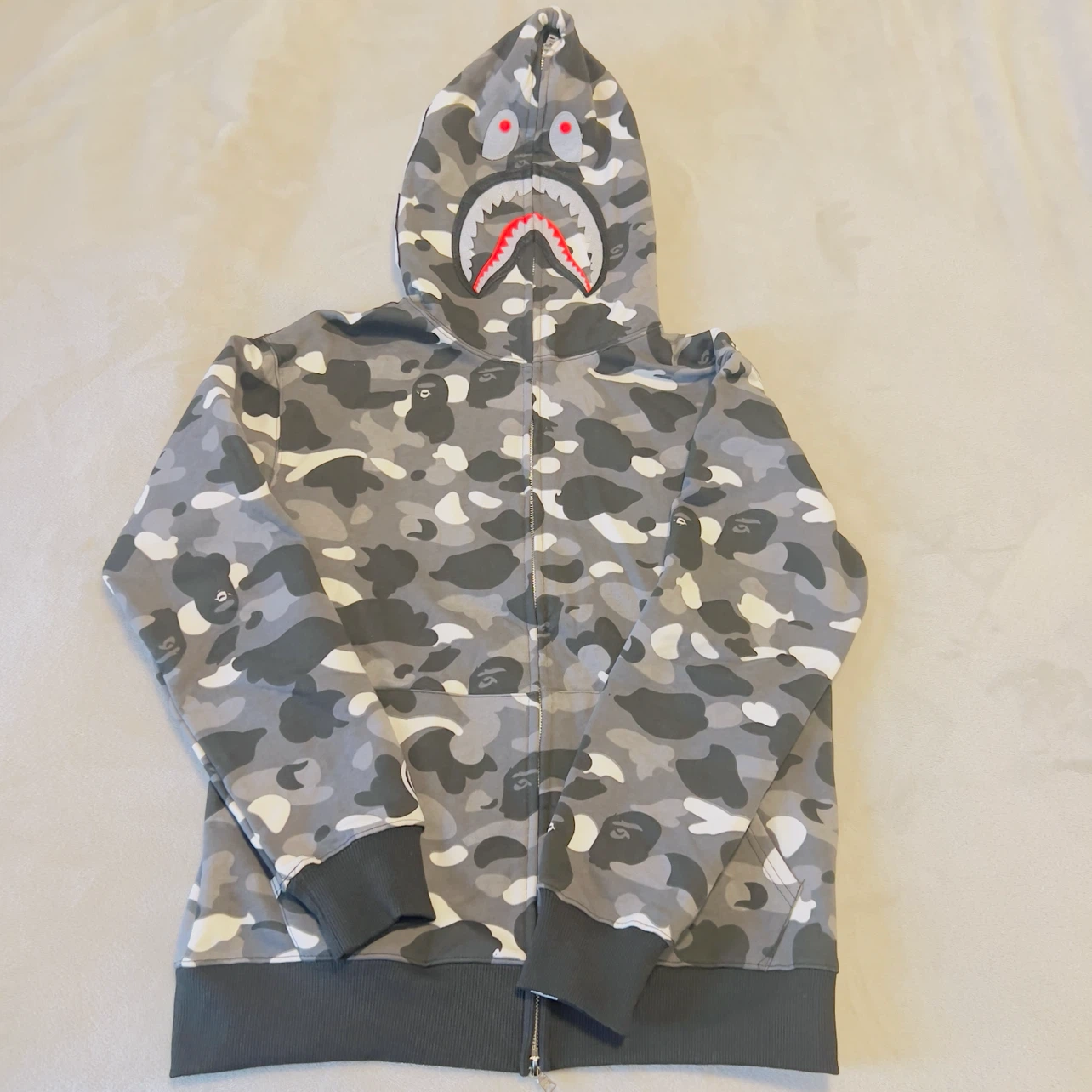 BAPE Shark Full Zip Hoodie Grey Camo