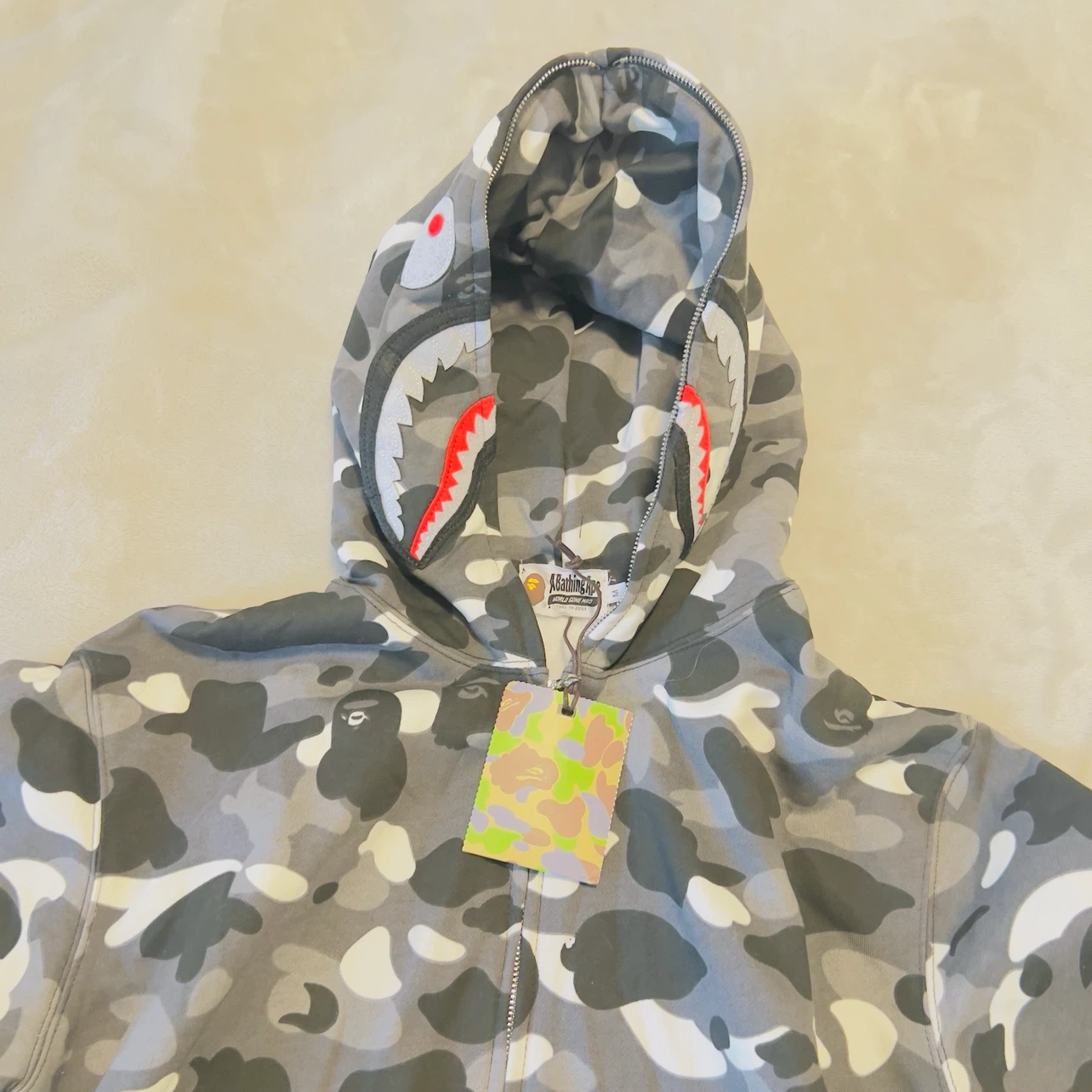 BAPE Shark Full Zip Hoodie Grey Camo - photo 5