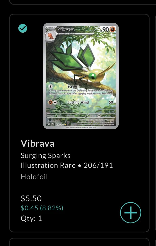 Pokemon Vibrava Illustration Rare Card 206/191 - photo 3