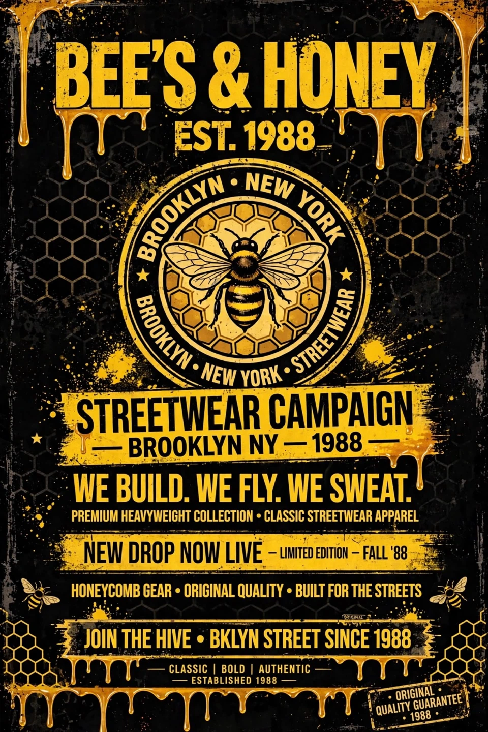 Bee's & Honey Est. 1988 "Streetwear Campaign" Black Sweatshirt - photo 2