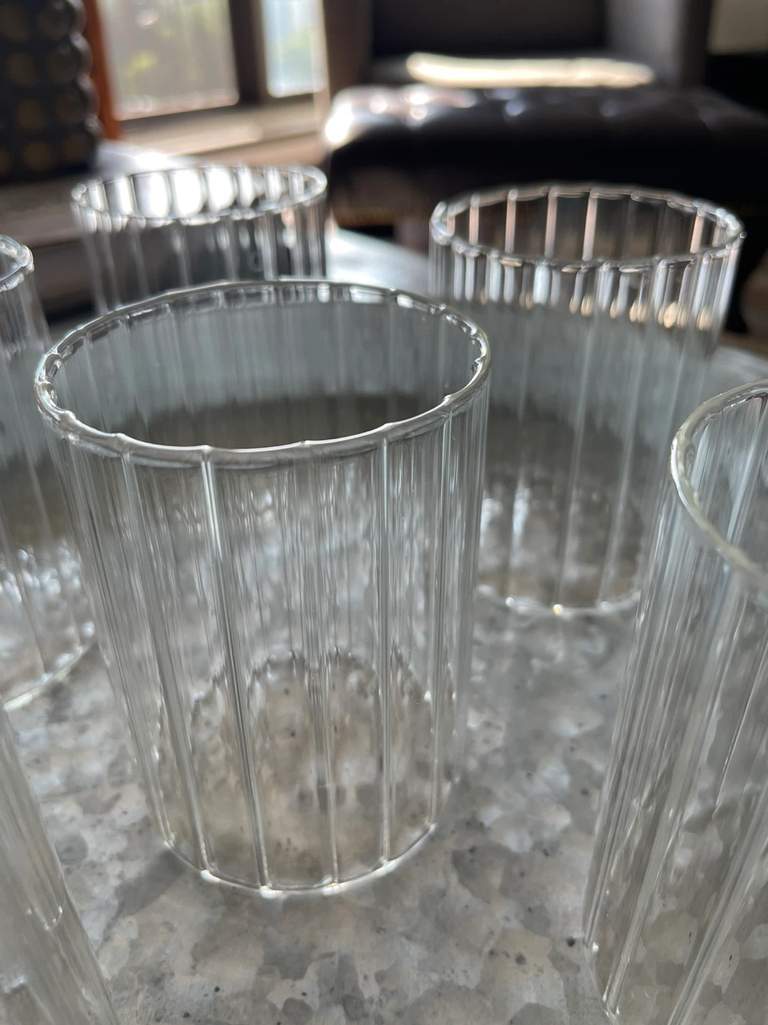 Set of 6 Ribbed Glass Tumblers - photo 3