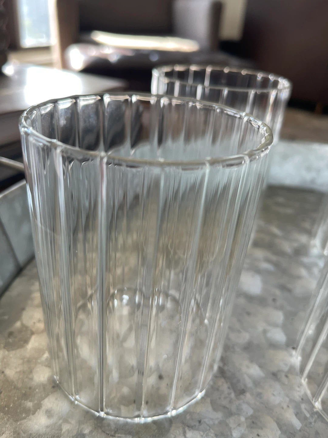 Set of 6 Ribbed Glass Tumblers - photo 2