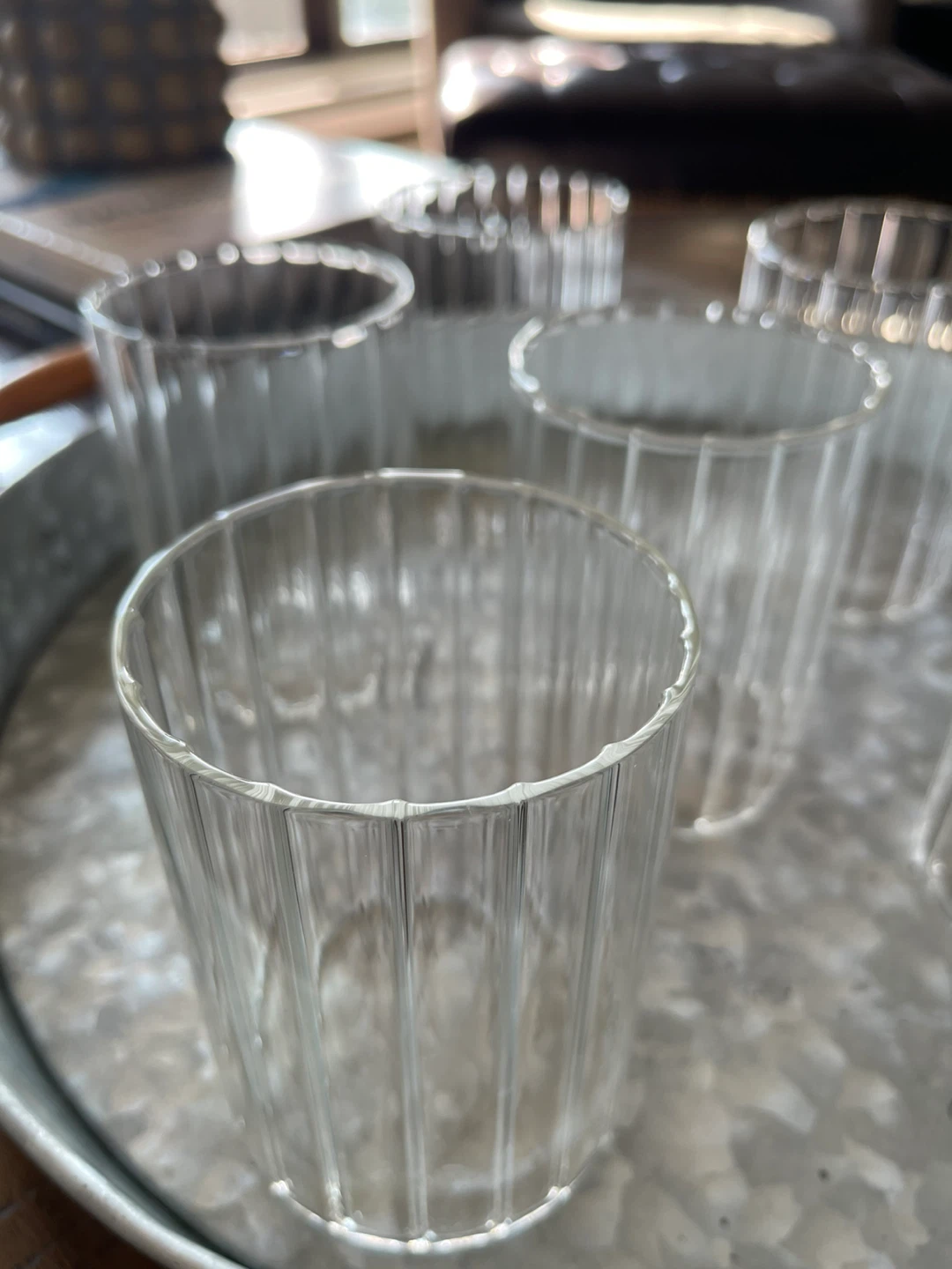 Set of 6 Ribbed Glass Tumblers - photo 4